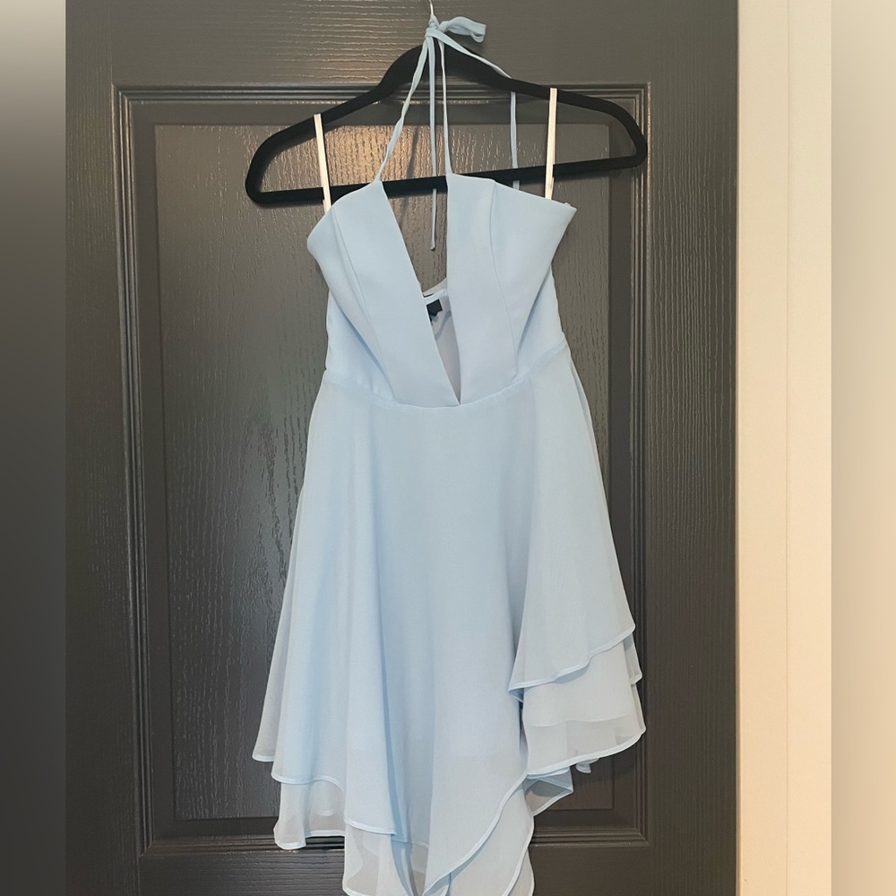 Short figure skater cut Michael Costello dress for revolve